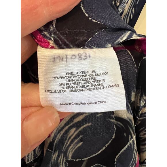 Tory Burch Mod 60s Silk Jacquard Print Shift Dress Blue Magenta 0 - Picture 8 of 8